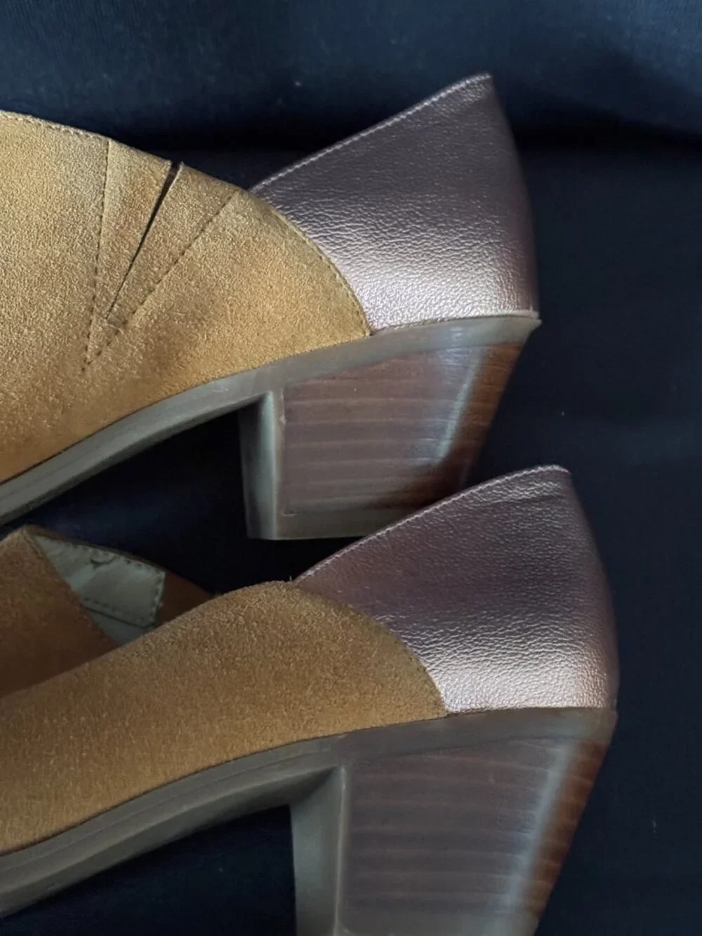 Katy Perry The Hope Suede Metallic Leather Booties Mule Tan Bronze Size 9M/39
